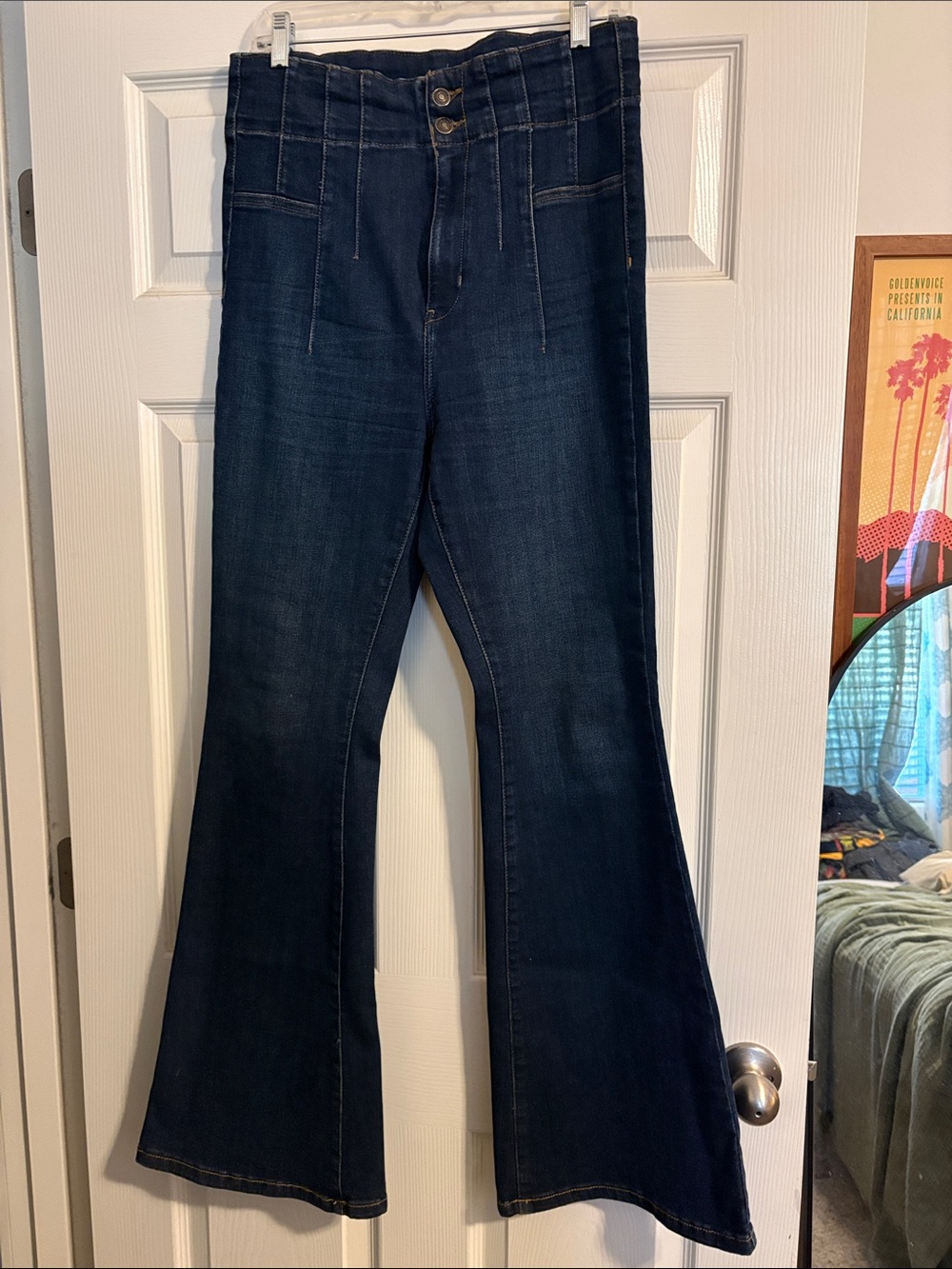Free People Jayde Flare High Rise Bell Bottom Dark Wash 31